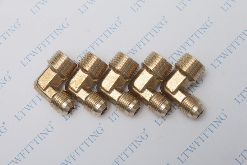 LTWFITTING Brass Flare3/8" OD x 1/2" Male NPT 90 Degree Elbow Tube Fitting (Pack of 5) - Image 2